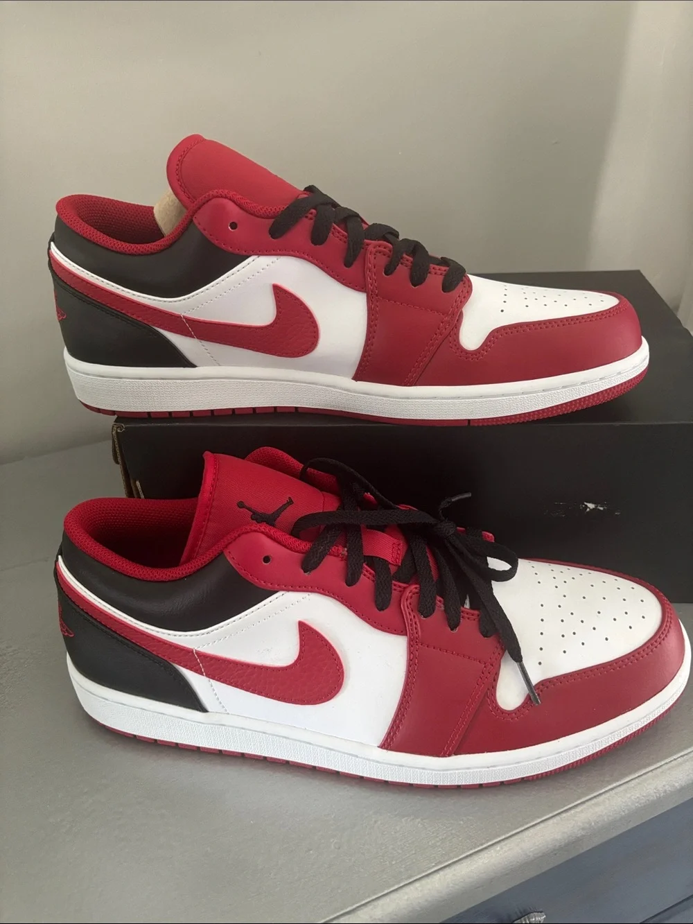 Jordan Low Top Sneakers in Red, White and Black